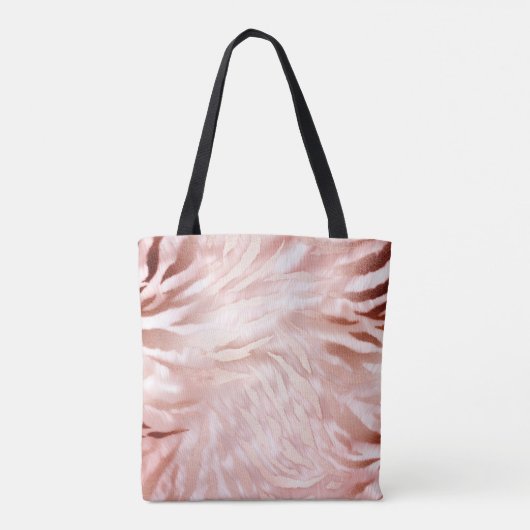  Roze Blush Roos Glam Zebra Animal Print Tote Bag (Achterkant)