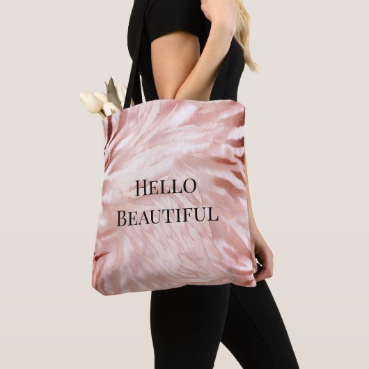  Roze Blush Roos Glam Zebra Animal Print Tote Bag (Dichtbij)