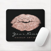 Roze Blush Roos Glitter Name Makeup Lips Kiss Muismat (Met muis)
