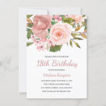 Roze Blush Roos Gold 18th Birthday Party Invite Kaart<br><div class="desc">Roze Blush Roos Gold 18th Birthday Party nodigt collectie uit in niche en nestwinkel</div>