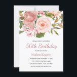 Roze Blush Roos Gold 50th Birthday Party Invite Kaart<br><div class="desc">Roze Blush Roos Gold 50h Birthday Party nodigt collectie in niche en nestwinkel uit</div>
