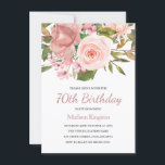 Roze Blush Roos Gold 70th Birthday Party Invite Kaart<br><div class="desc">Roze Blush Roos Gold 70h Birthday Party nodigt collectie in niche en nestwinkel uit</div>
