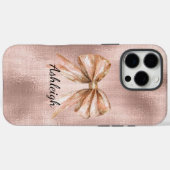 Roze Blush Roos Gold Bow Case-Mate iPhone Case (Achterkant (horizontaal))