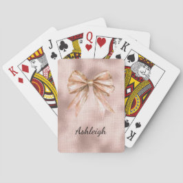 Roze Blush Roos Gold Bow Pokerkaarten