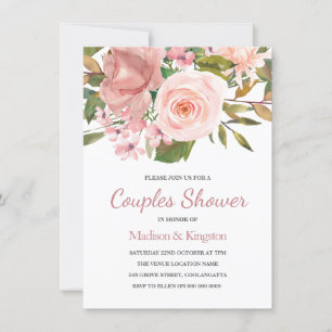 Roze, Blush Roos Gold Couples Shower Kaart