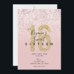 Roze Blush Roos Gold Glitter Marble Glam Sweet 16 Kaart<br><div class="desc">Pas elke manier aan die u wilt.</div>