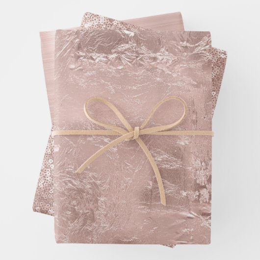 Roze Blush Roos Gouden Girly Glam Verjaardag Inpakpapier Vel (In situ)