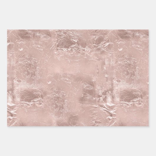 Roze Blush Roos Gouden Girly Glam Verjaardag Inpakpapier Vel (Voorkant)