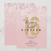 Roze Blush Roos Gouden Glitter Marmeren Glam Sweet Kaart (Voorkant / Achterkant)