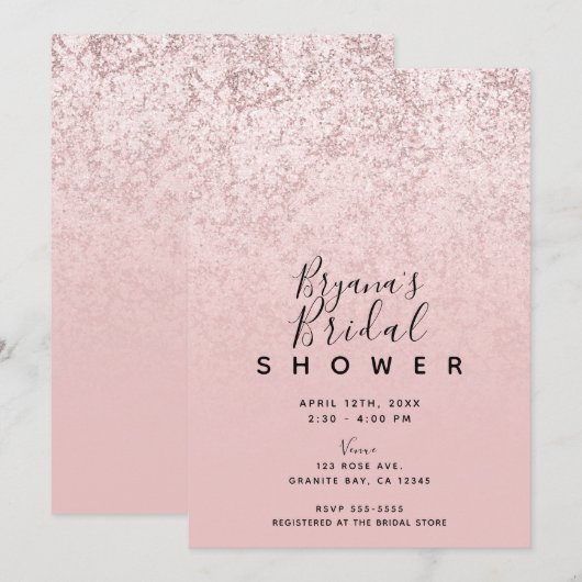 Roze Blush Roos Gouden Glitter Marmeren Vrijgezell Kaart (Voorkant / Achterkant)