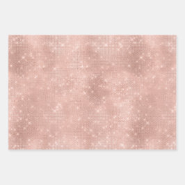 Roze Blush Roos Gouden Glitzy Glitter Glam Verjaar Inpakpapier Vel