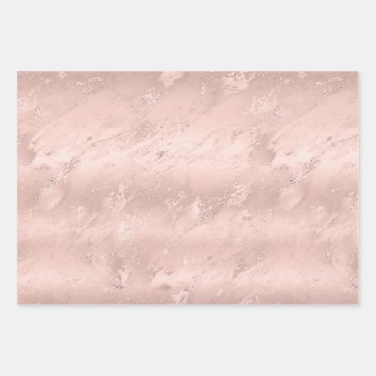 Roze Blush Roos Gouden Sparkle Glam Verjaardag Inpakpapier Vel (Voorkant 3)