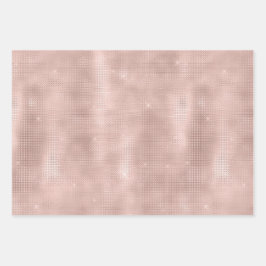 Roze Blush Roos Gouden Sparkle Glam Verjaardag Inpakpapier Vel