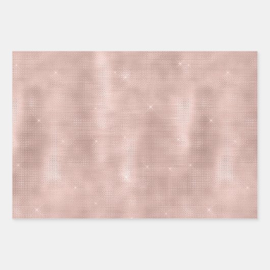 Roze Blush Roos Gouden Sparkle Glam Verjaardag Inpakpapier Vel (Voorkant)