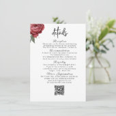 Roze Blush Roos Wedding Details Kaart (Staand voorkant)