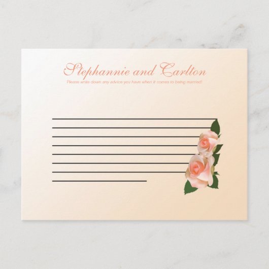 Roze Blush Roos Wedding Writable Advice Kaart (Voorkant)