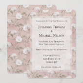 Roze Blush Roos Witte Bloemige Romantische Bruilof Kaart (Voorkant / Achterkant)