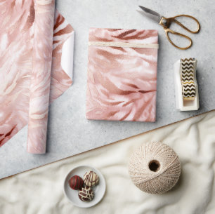 Roze Blush Roos Zebra Dier Cadeaupapier