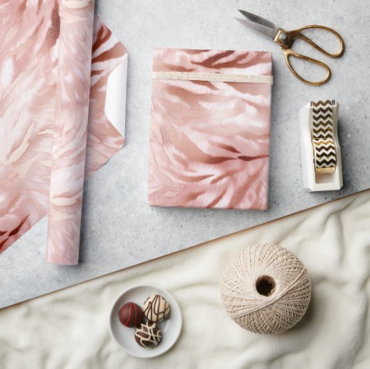 Roze Blush Roos Zebra Dier Cadeaupapier (Crafts)