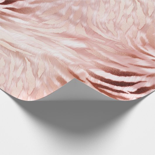 Roze Blush Roos Zebra Dier Cadeaupapier (Hoek)