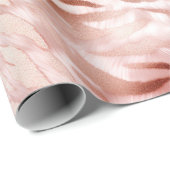 Roze Blush Roos Zebra Dier Cadeaupapier (Rol Hoek)