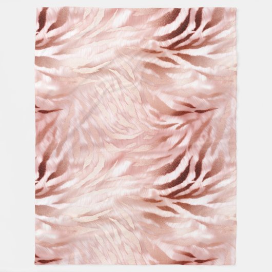Roze Blush Roos Zebra Dier Fleece Deken (Voorkant)