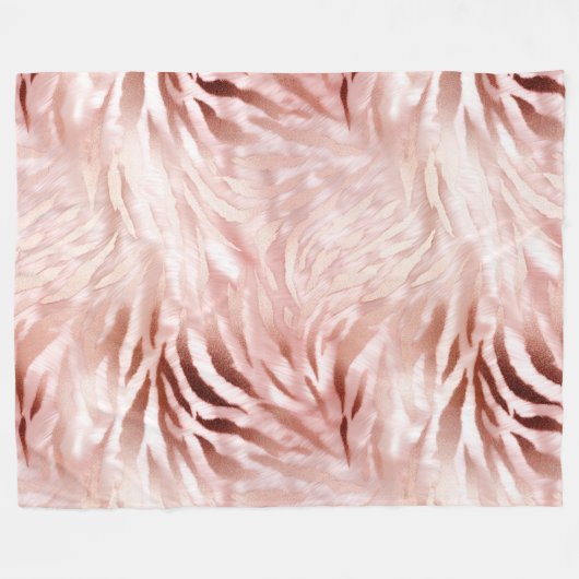 Roze Blush Roos Zebra Dier Fleece Deken (Voorkant (Horizontaal))