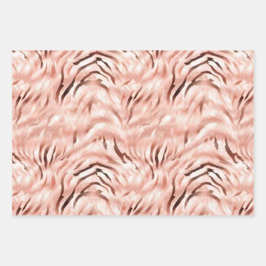 Roze Blush Roos Zebra Dier Inpakpapier Vel (Voorkant 2)