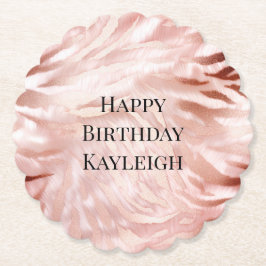 Roze Blush Roos Zebra Dier Kartonnen Onderzetters