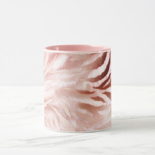 Roze Blush Roos Zebra Dier Mok (Midden)