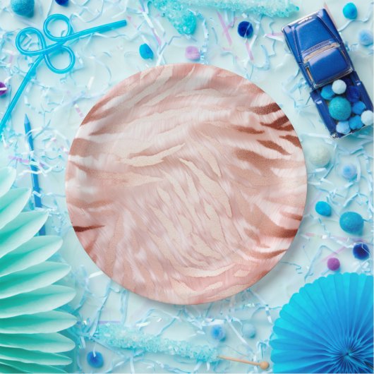 Roze Blush Roos Zebra Dier Papieren Bordje (Feest)