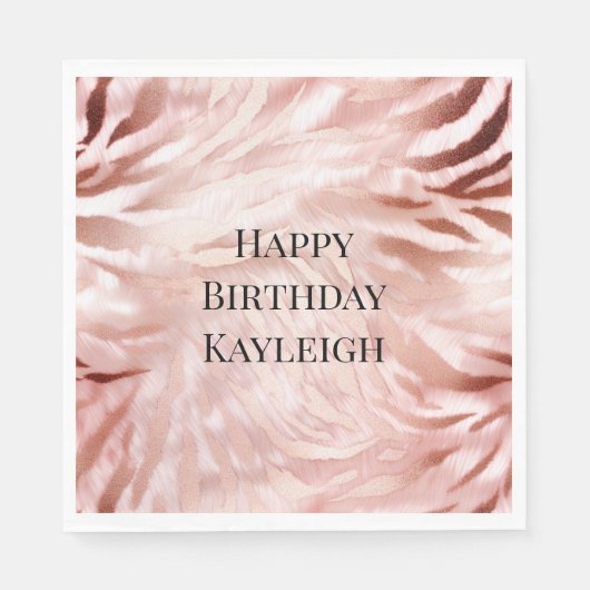 Roze Blush Roos Zebra Dier Servet (Voorkant)