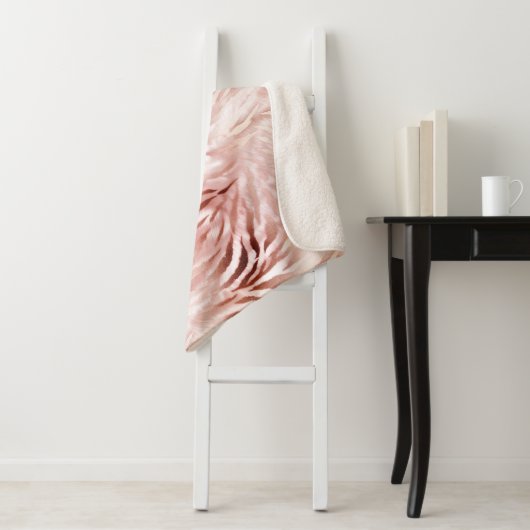 Roze Blush Roos Zebra Dier Sherpa Deken (In situ)