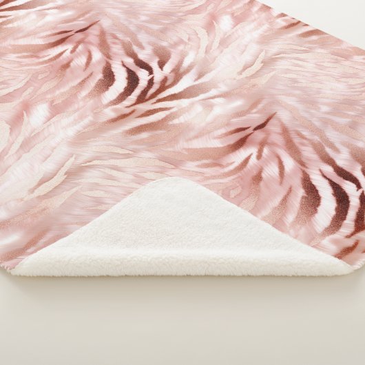 Roze Blush Roos Zebra Dier Sherpa Deken (3/4)