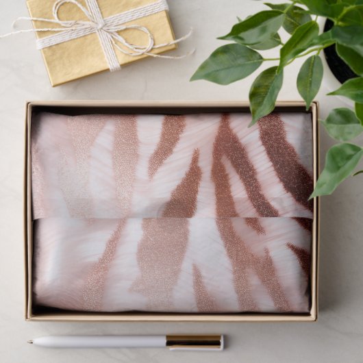 Roze Blush Roos Zebra Dier Tissuepapier (Geschenk)