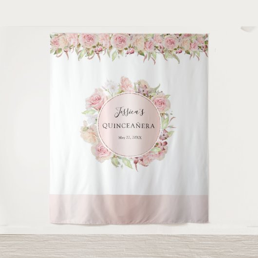 Roze, Blush, Rose Goud Evenementen Foto Achtergron Wandkleed (Voorkant)