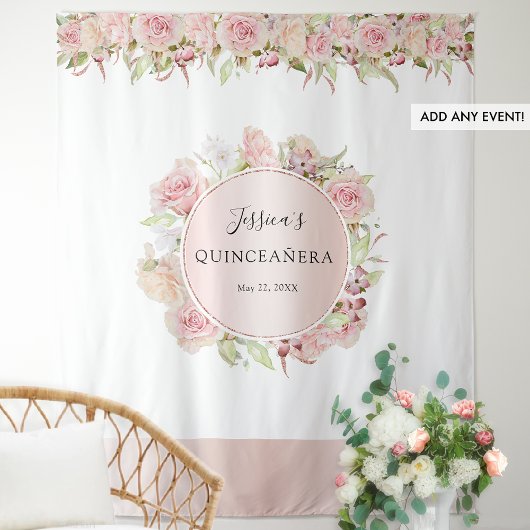 Roze, Blush, Rose Goud Evenementen Foto Achtergron Wandkleed