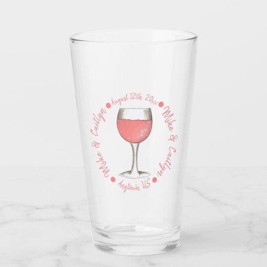 Roze Blush Rosé Wine Glass Vrijgezellenfeest Wedde Glas (Voorkant)