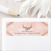 Roze Blush Roze Bloem Herten Geweien Boho Chic Etiket (Insitu)