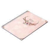 Roze Blush Roze Bloemendekor Herten Geweien Boho C Notitieboek (Linkerzijde)