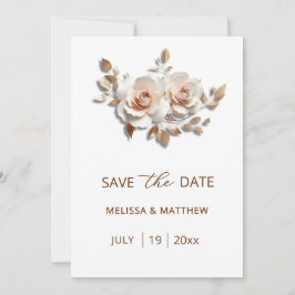 Roze Blush Roze Goud Rozen 3D Bloemen Save The Date