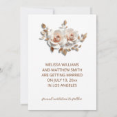 Roze Blush Roze Goud Rozen 3D Bloemen Save The Date (Achterkant)