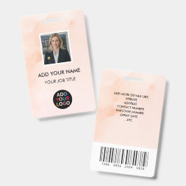 Roze Blush Roze Gouden Waterverf Werknemers Foto I Badge