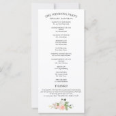 Roze Blush Rozen Bloemige Aquarel Huwelijksprogram (Achterkant)