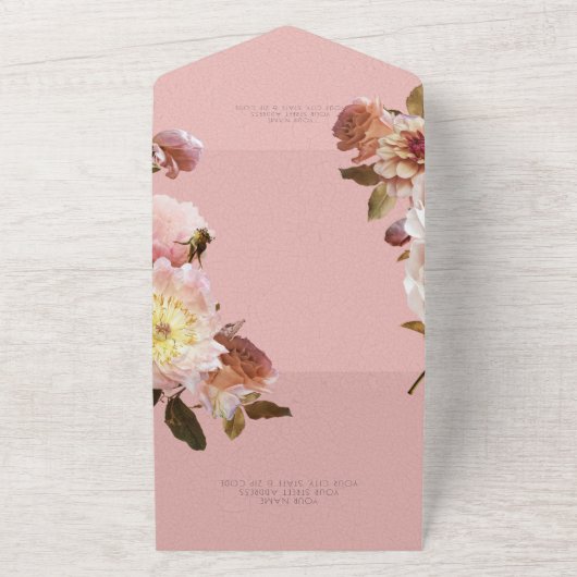  Roze Blush Rozen Dinner All In One Uitnodiging (Buitenkant)