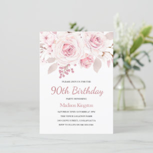 Roze Blush Rozen Elegant 90e verjaardag Kaart