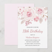 Roze Blush Rozen Elegant Girls 18e verjaardag Kaart (Voorkant / Achterkant)