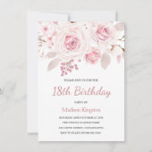 Roze Blush Rozen Elegant Girls 18e verjaardag Kaart (Voorkant)