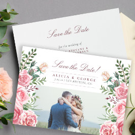 Roze blush rozen foto bruiloft opslaan van de datu save the date