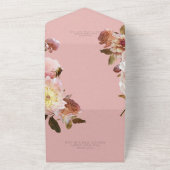 Roze Blush Rozen Geen diner All In One Uitnodiging (Buitenkant)